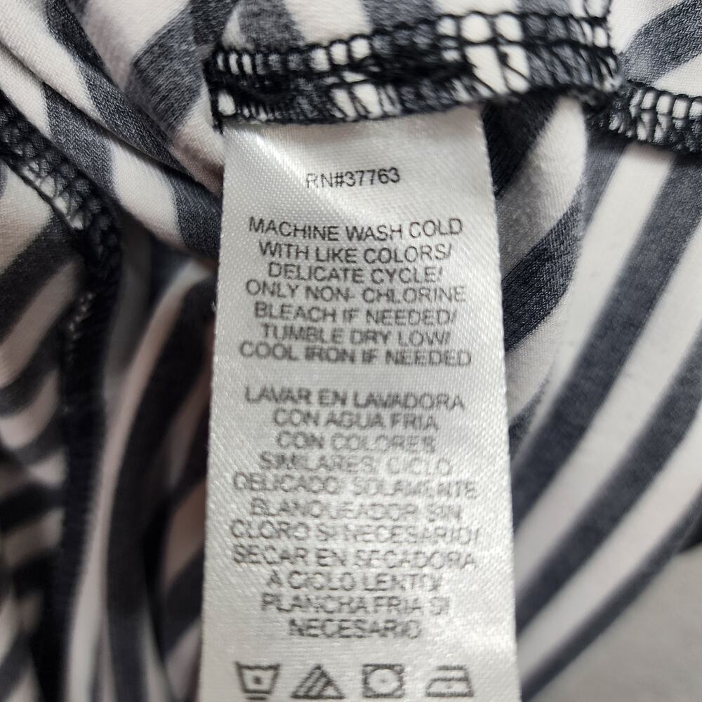 Laundry Shelly Segal Top L 90s Boho Tiered Black White Striped Layering Shirt - Picture 11 of 13